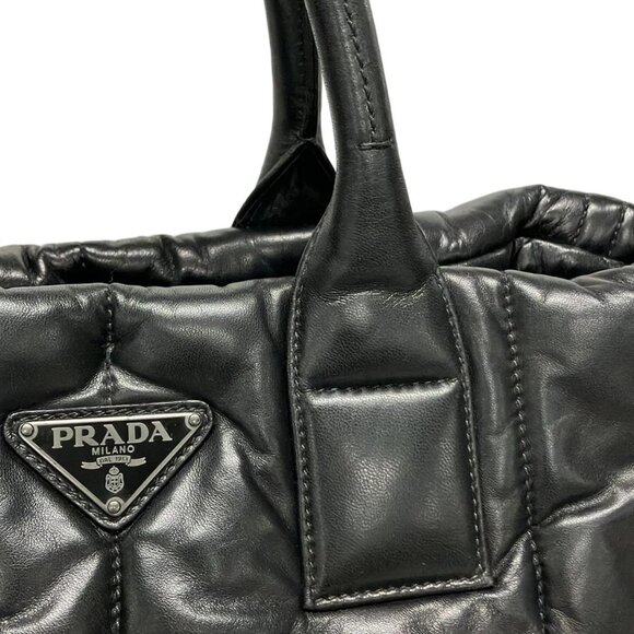 Auth PRADA Nappa Bomber BN2647 Black Leather Tote Bag - Picture 11 of 16